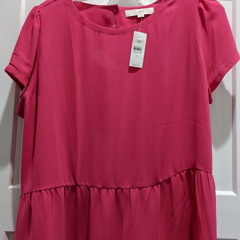 LOFT key-hole back plum blouse NWT